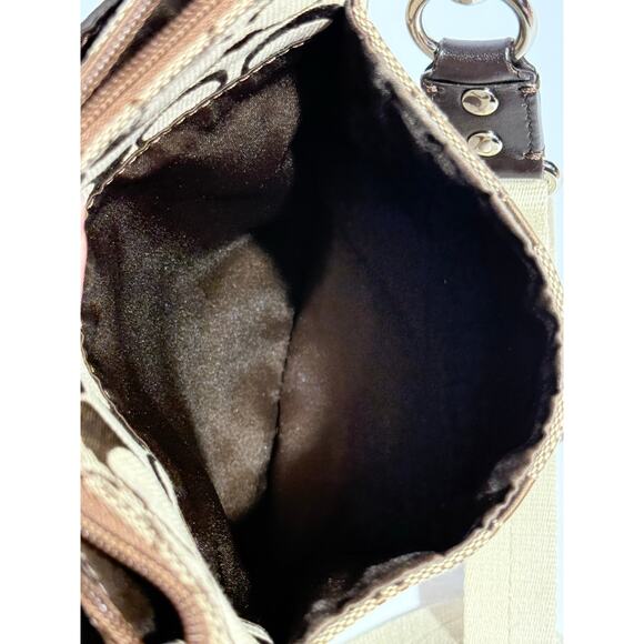 Coach Legacy Signature Stripe Swingpack Crossbody Bag, Beige and Brown - Picture 8 of 13